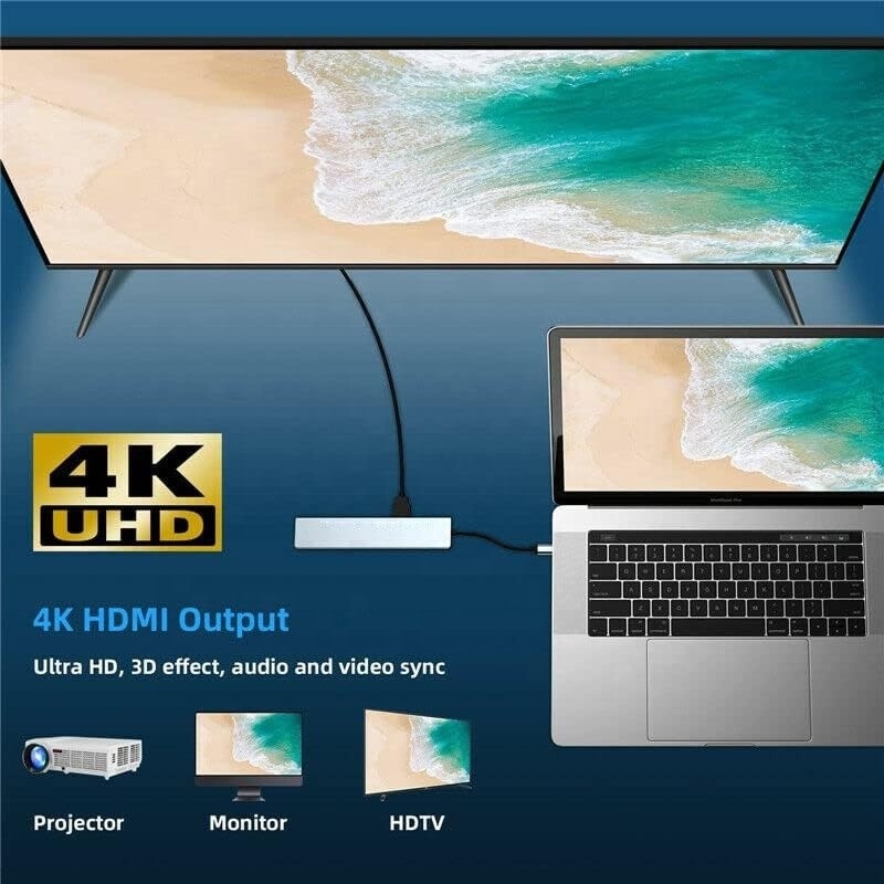 Çok yönlü 8-in-1 USB Tip C Hub Multiport Adaptörü, çoklu görev ve veri aktarımı için
