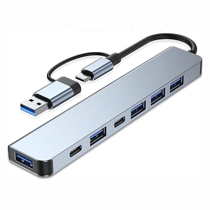 Alüminyum Alaşım 7 In 1 USB Splitter Laptop Desktop PC için Kabul edilebilir OEM/ODM