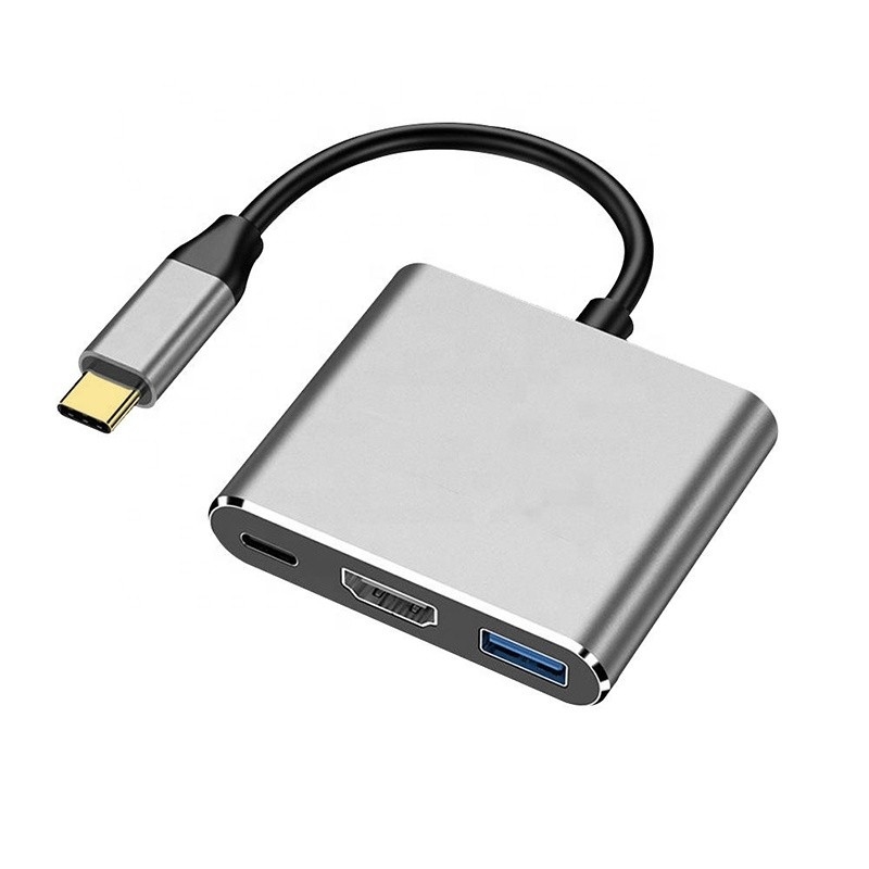 3-in-1 USB C Tipi C Çok fonksiyonel Hub USB-C PD HDMI USB 3.0 Adaptör Değiştiricisi Kablosu