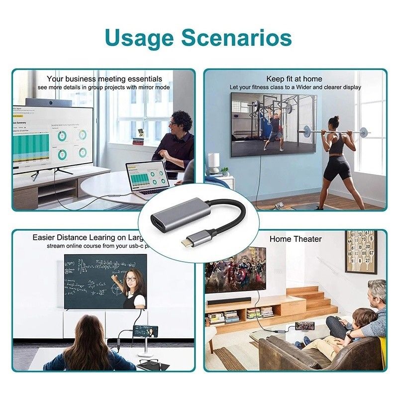 Erkek-Kadın USB 3.1 C Tipi HDMI HDTV Kablo Adaptörü Dönüştürücü 4K 60Hz 1080P CCA Yönetici
