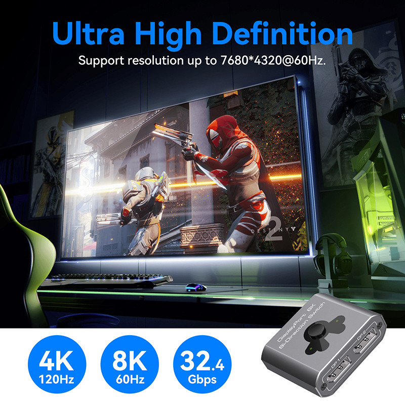 8K60Hz Ekran Port Değiştiricisi, kolay işleme ve yüksek performanslı DP 1.4 Değiştirme için