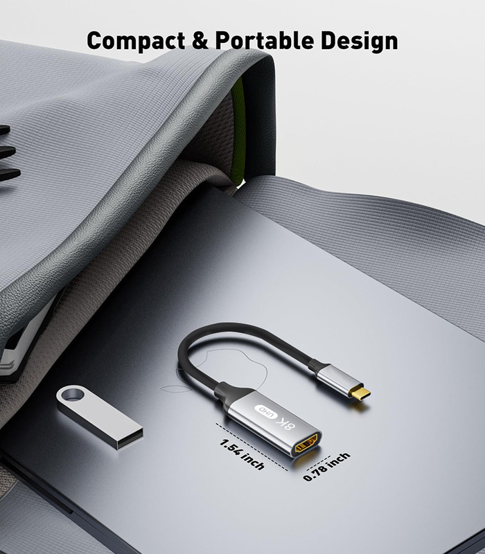 Özel Uzunluk Gri USB-C HDMI 2.1 Adaptörü 8K 60Hz Hız USB Tip C 3.1 dizüstü bilgisayarlar