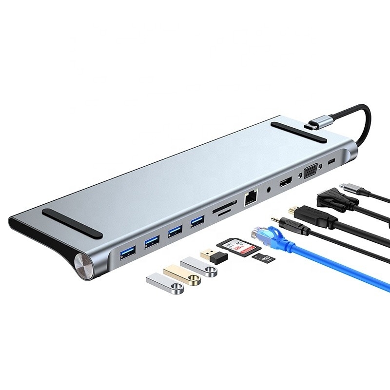Dizüstü bilgisayar ve cep telefonu için 11'te 1 USB Tip C Çok fonksiyonel Hub Adaptörü