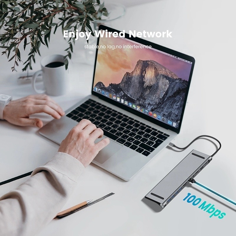 Dizüstü bilgisayar ve cep telefonu için 11'te 1 USB Tip C Çok fonksiyonel Hub Adaptörü