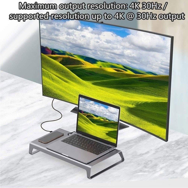 TYPE-C Erkek 11 In 1 Hub Bilgisayar dizüstü bilgisayar doklama istasyonu 1000Mbps RJ45 ve USB-C PD ile adaptör