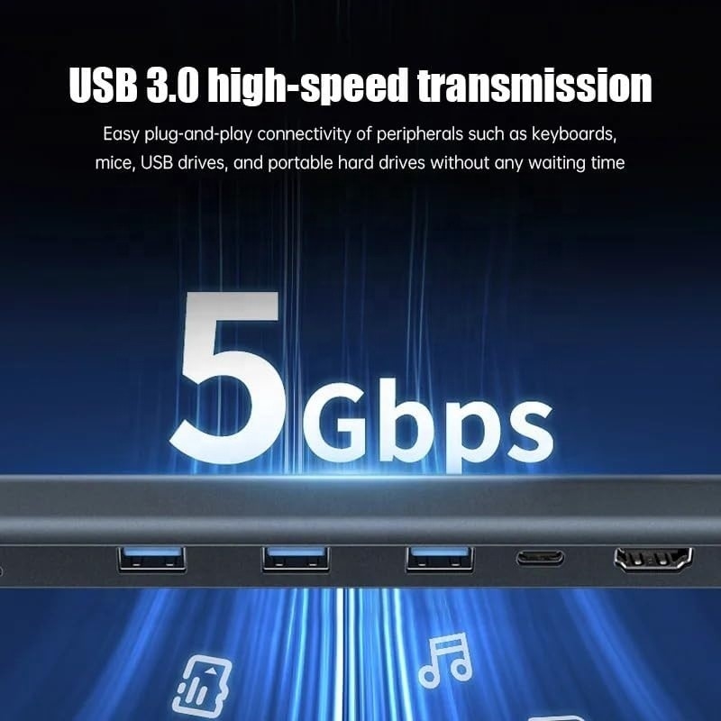 Yüksek Hızlı Veri Aktarımı ve Şarjı için USB 3.1 Arayüz Tipi 10 In 1 Tip C Hub