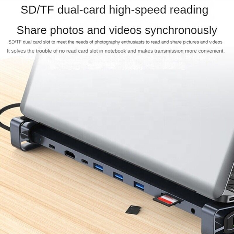 Yüksek Hızlı Veri Aktarımı ve Şarjı için USB 3.1 Arayüz Tipi 10 In 1 Tip C Hub