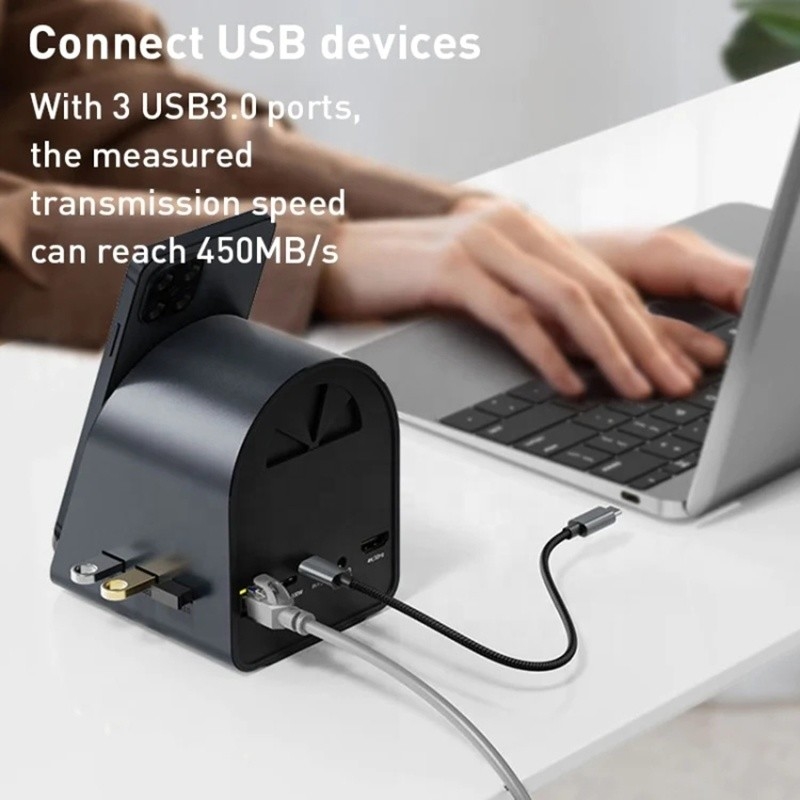 Gigabit Ethernet ve 4K HD HDMI ile USB 3.1 10 In 1 Type-C Multiport Docking Station Hub