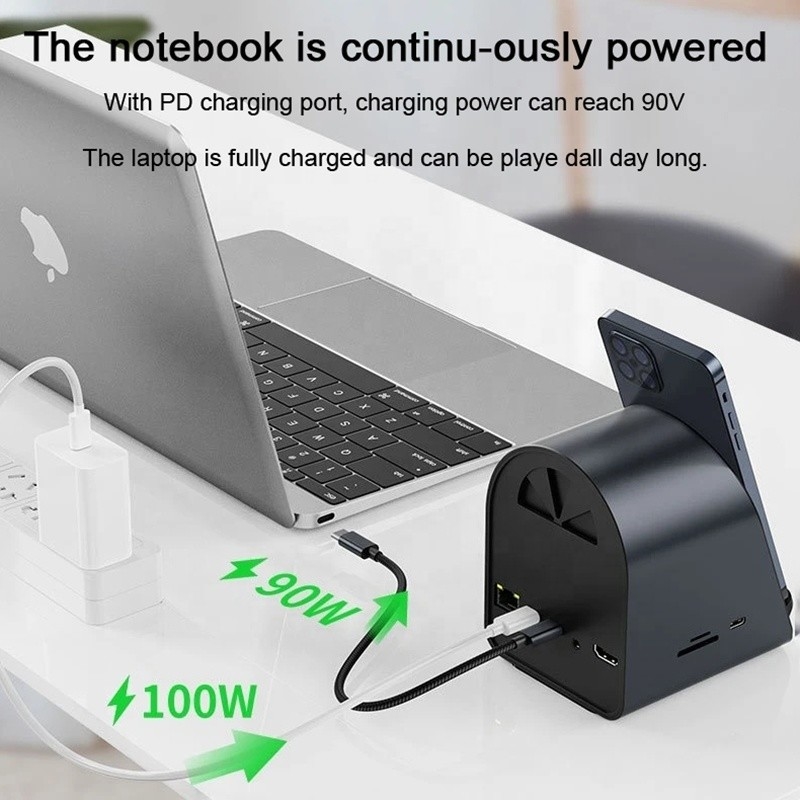 Gigabit Ethernet ve 4K HD HDMI ile USB 3.1 10 In 1 Type-C Multiport Docking Station Hub