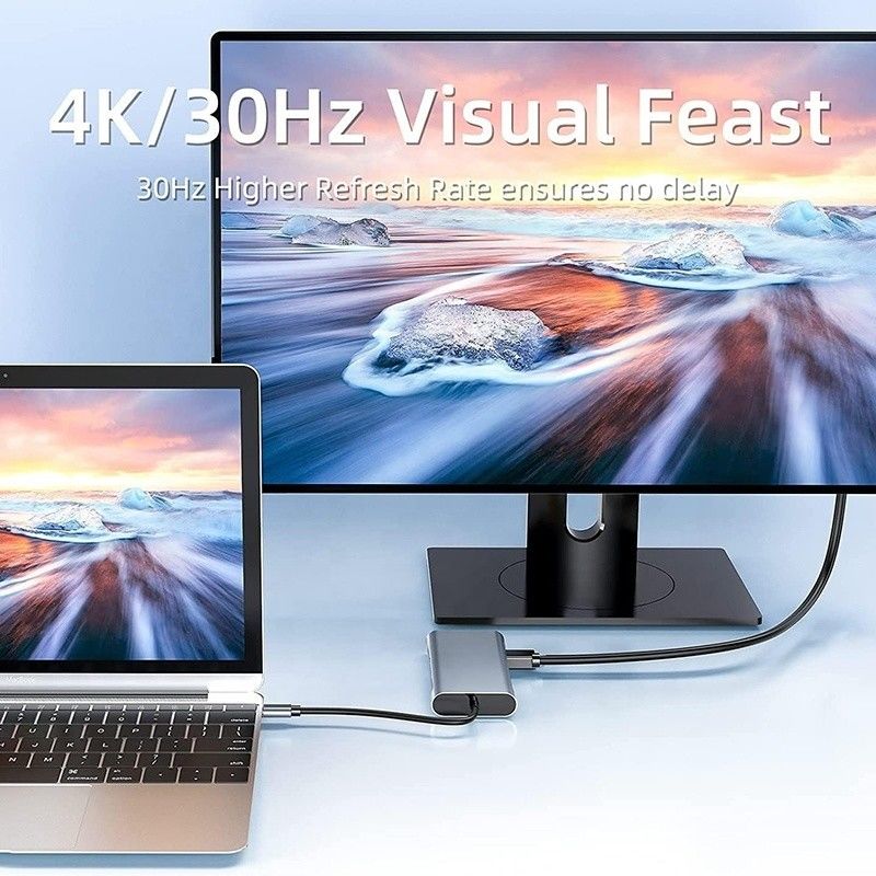 USB C Tipi C 10 In 1 4K HDTV VGA Lan RJ45 USB3.0 Kart Okuyucu PD ile Doklama İstasyonu