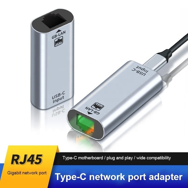 USB C Kadın Ethernet Port Adaptörü Hızlı Ağ Bağlantısı için 10/100/1000 Mbps Hız