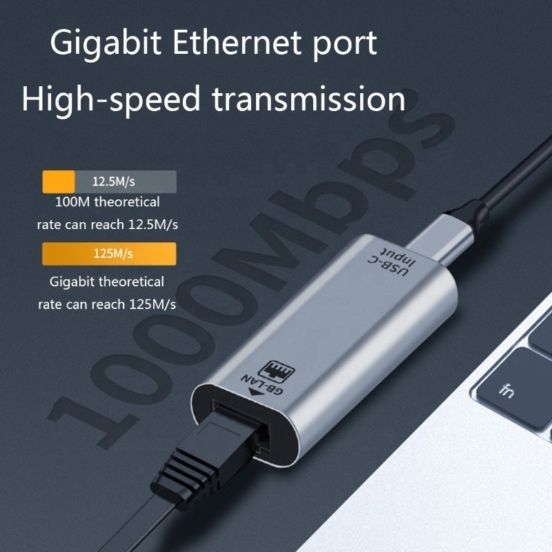 USB C Kadın Ethernet Port Adaptörü Hızlı Ağ Bağlantısı için 10/100/1000 Mbps Hız