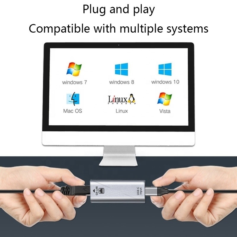 USB C Kadın Ethernet Port Adaptörü Hızlı Ağ Bağlantısı için 10/100/1000 Mbps Hız