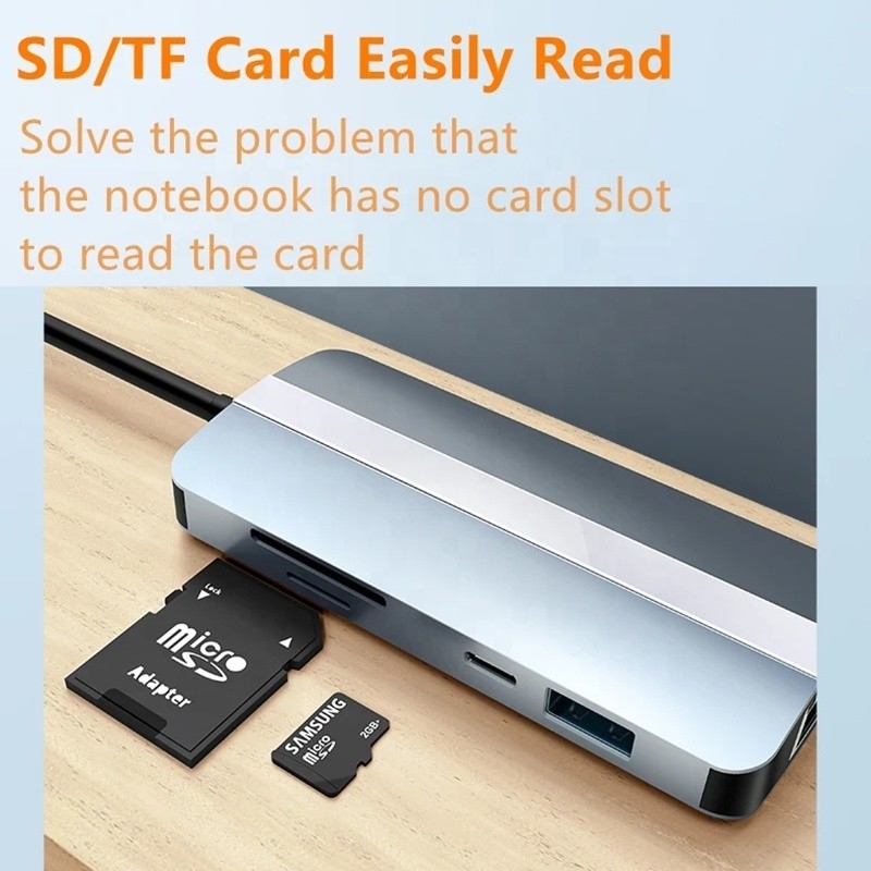 Mac Notebook 9 In 1 Type-C USB-C Hub ile HDTV Multi Port Docking Station Adaptörü