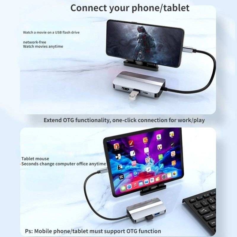 Video Transfer Şarj Ağı Fonksiyonu ile USB C Tipi C Hub Multiport Dock İstasyonu