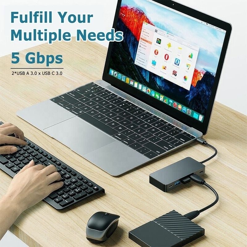 4K 30Hz Çift HDMI USB 3.0 Adaptör Dökleme İstasyonu 7 In 1 Multiport USB C Tip C Hub