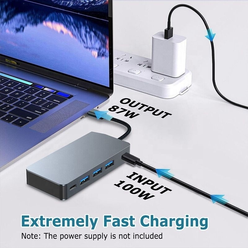 4K 30Hz Çift HDMI USB 3.0 Adaptör Dökleme İstasyonu 7 In 1 Multiport USB C Tip C Hub