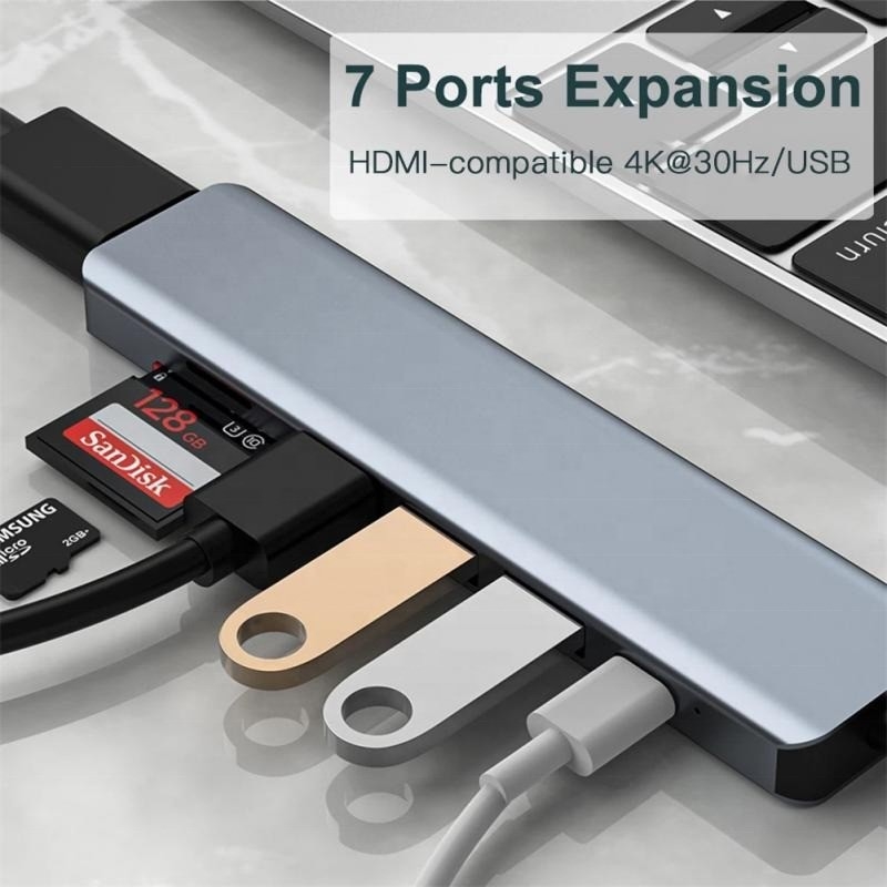 Şarj veri aktarımı ve video çıkışı için Tip C Tip-C Hub Çok fonksiyonel adaptör