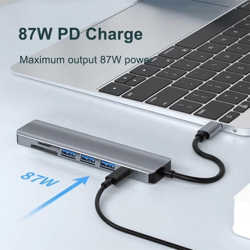 Şarj veri aktarımı ve video çıkışı için Tip C Tip-C Hub Çok fonksiyonel adaptör