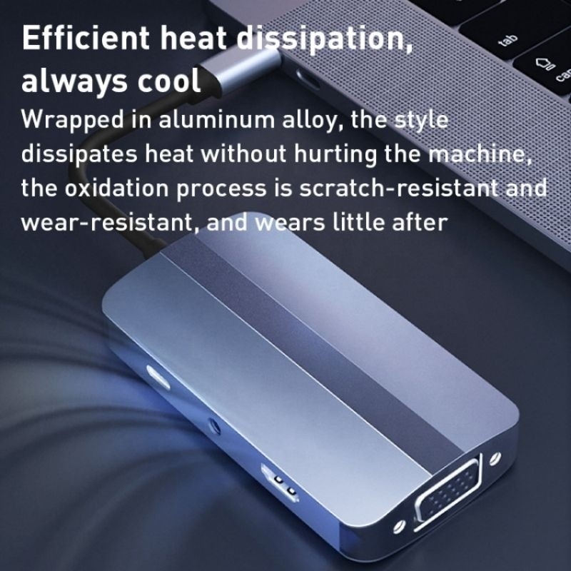 11 In 1 USB-C Hub Type-C To HDMI USB3.0 USB2.0 SD TF Adaptör Hub ile Kart Okuyucu