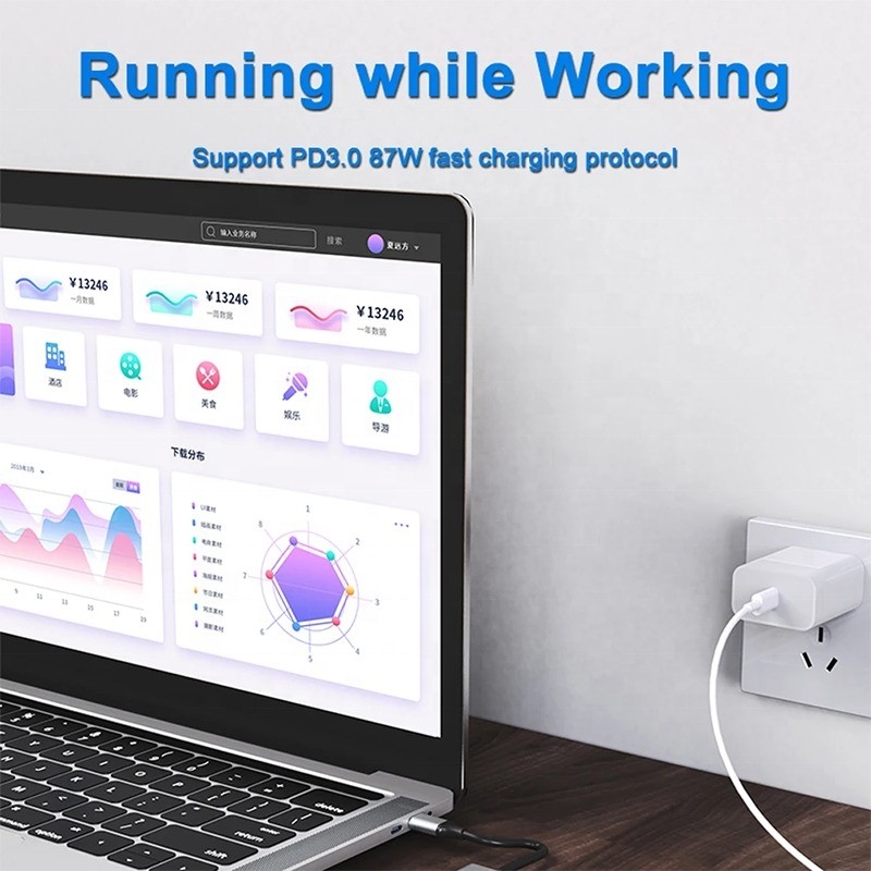 7 In 1 USB C Macbook için USB-C Hub Gri HDMI USB 3.0 USB2.0 RJ45 SD/TF Kart Okuyucu PD Çıktısı