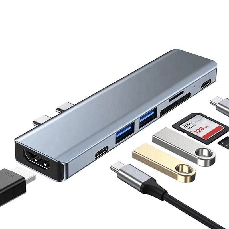 USB C Tipi C HDMI USB 3.0 USB 2.0 SD/TF PD Çıktısı ile 7-In-1 Multiport Dock Hub Adaptörü