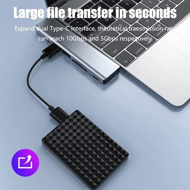 USB C Tipi C HDMI USB 3.0 USB 2.0 SD/TF PD Çıktısı ile 7-In-1 Multiport Dock Hub Adaptörü