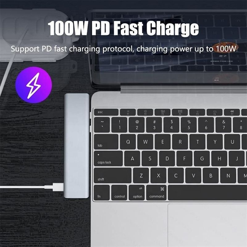 USB C Tipi C HDMI USB 3.0 USB 2.0 SD/TF PD Çıktısı ile 7-In-1 Multiport Dock Hub Adaptörü