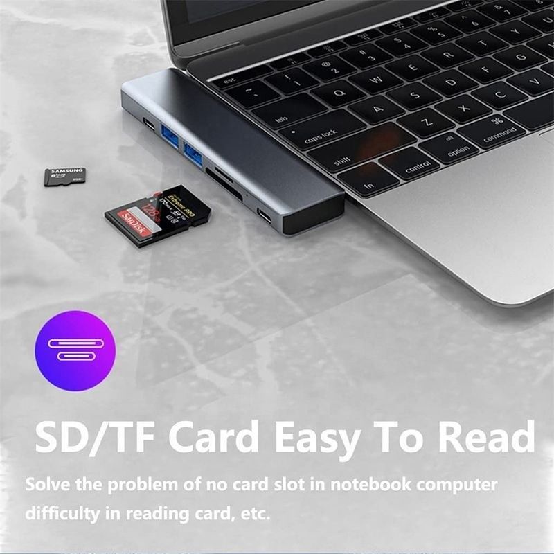 USB C Tipi C HDMI USB 3.0 USB 2.0 SD/TF PD Çıktısı ile 7-In-1 Multiport Dock Hub Adaptörü