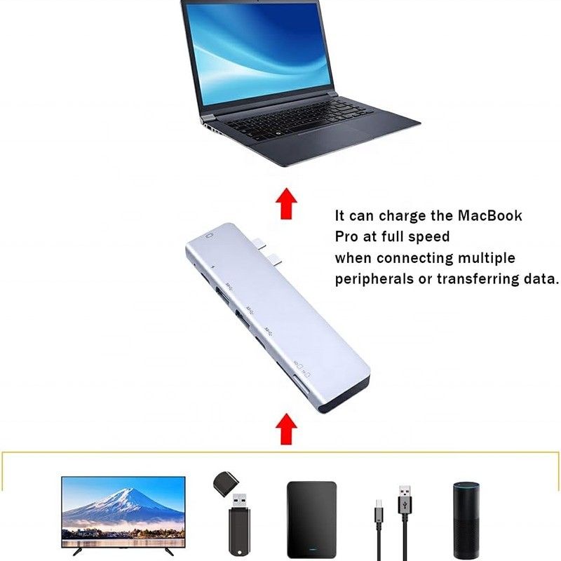 USB C Tipi C 4K 30Hz HDMI USB 3.0 TF SD Adaptör Hub Doklama İstasyonu Macbook Pro için