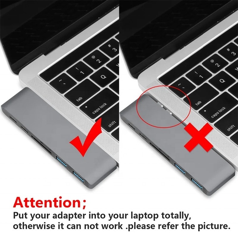 SD/TF 2*USB3.0 2*USB-C çıkışı olan Multiport Docking Station 6-In-1 Type-C Hub Adaptörü