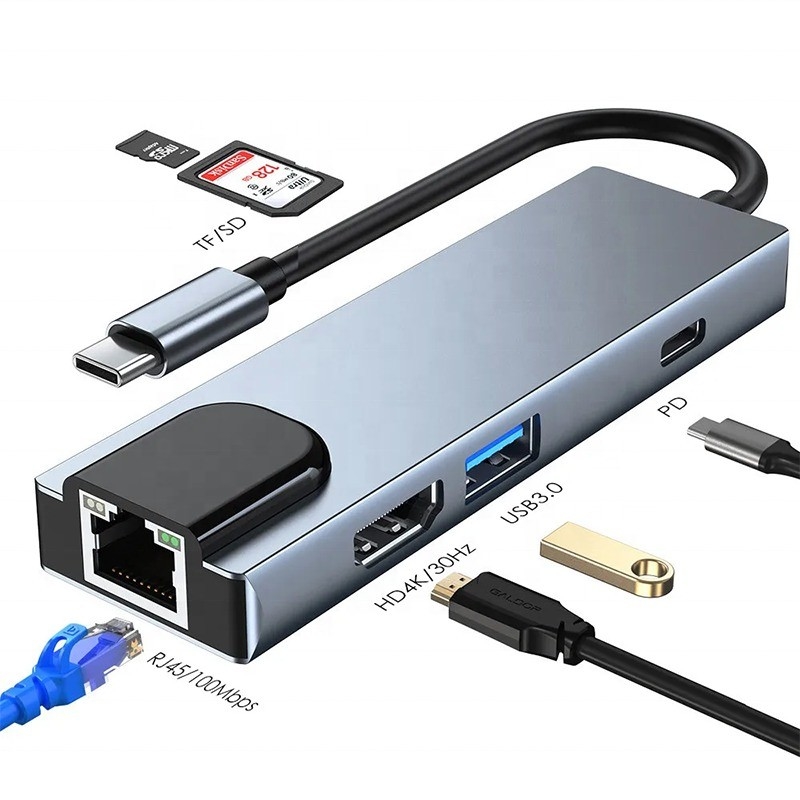 Laptop fonksiyonu şarj veri aktarımı video çıkışı için gri USB C PD doklama istasyonu