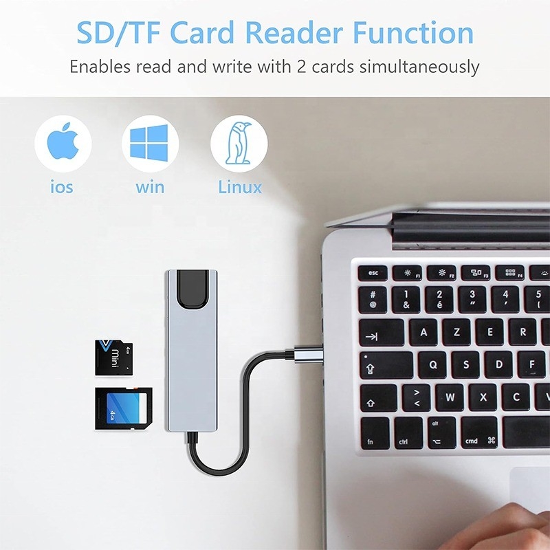 Laptop fonksiyonu şarj veri aktarımı video çıkışı için gri USB C PD doklama istasyonu