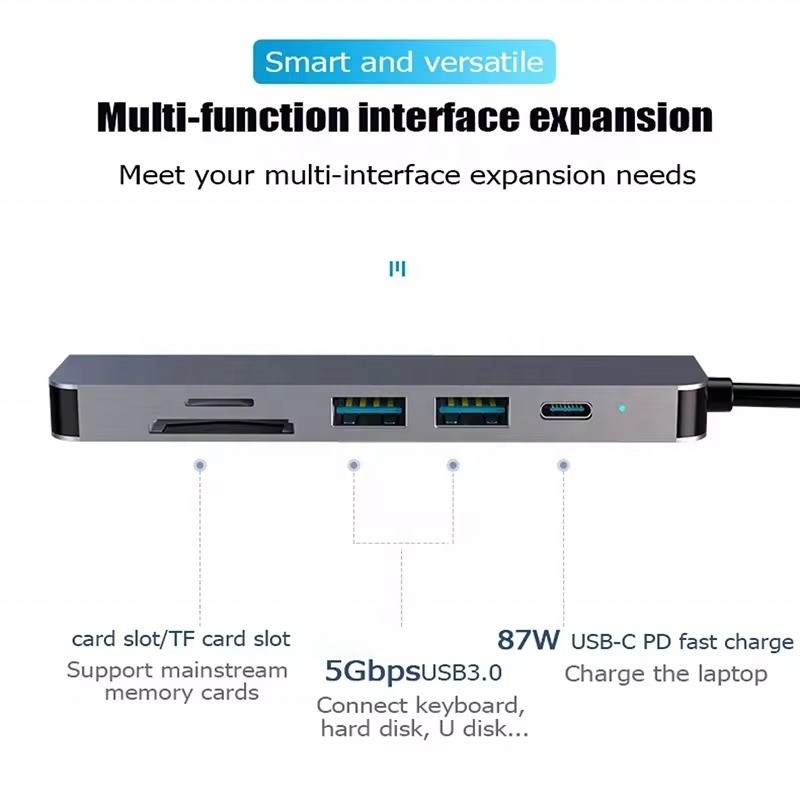 4K HDMI USB3.0 TF SD Kart Okuyucu ve 87W PD Şarj ile USB 3.1 Doklama İstasyonu Hub