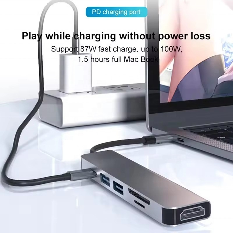 4K HDMI USB3.0 TF SD Kart Okuyucu ve 87W PD Şarj ile USB 3.1 Doklama İstasyonu Hub