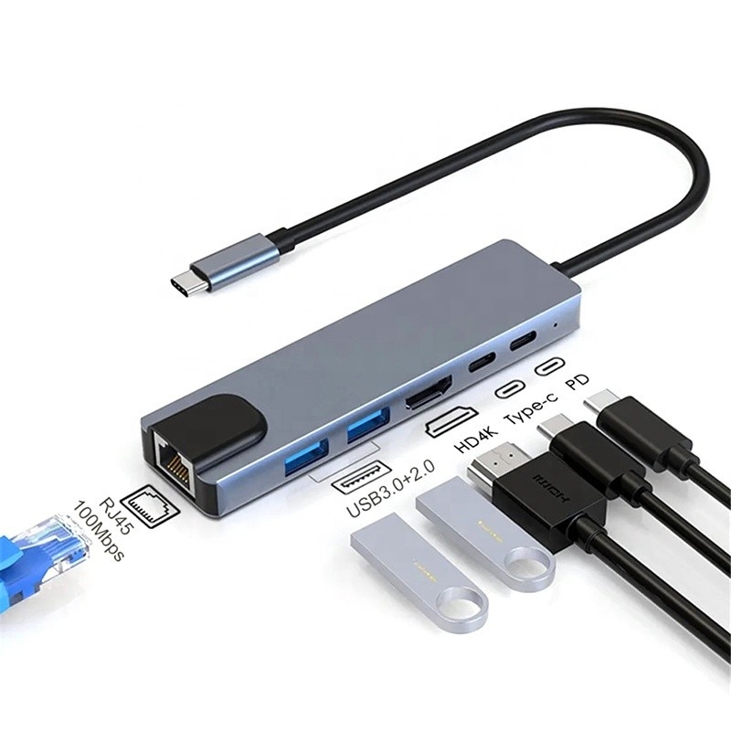 Hızlı Şarj 16 In 1 Mobil Telefon Dizüstü Bilgisayar 4K HDMI RJ45 PD için USB C Adaptörü