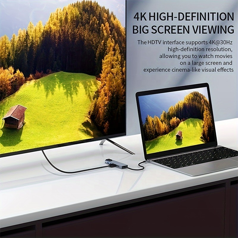 Hızlı Şarj 16 In 1 Mobil Telefon Dizüstü Bilgisayar 4K HDMI RJ45 PD için USB C Adaptörü