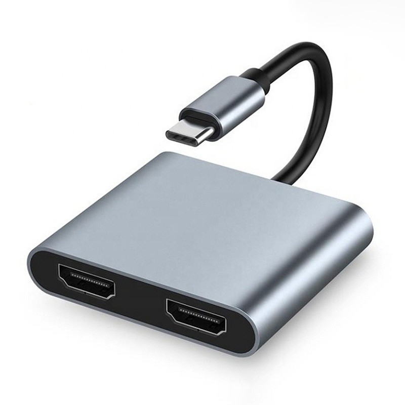 Şarj veri aktarımı ve video çıkışı için 4'te 1 USB C'den Çift 4K HDMI MST adaptörü