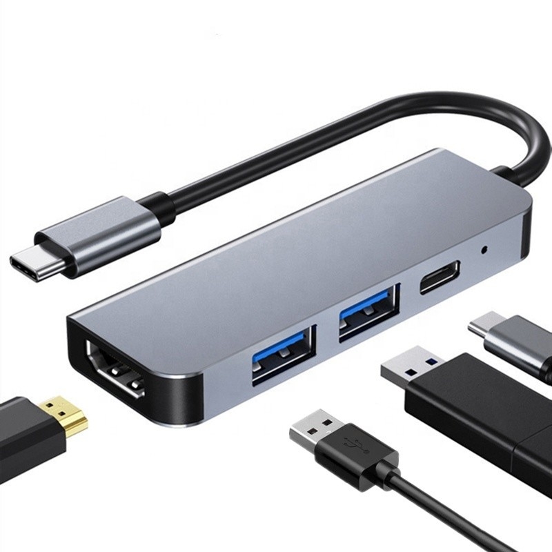 4K HDMI Uyumlu Tip-C USB C Hub Adaptörü 2 USB3.0 ve PD Şarj Portu ile