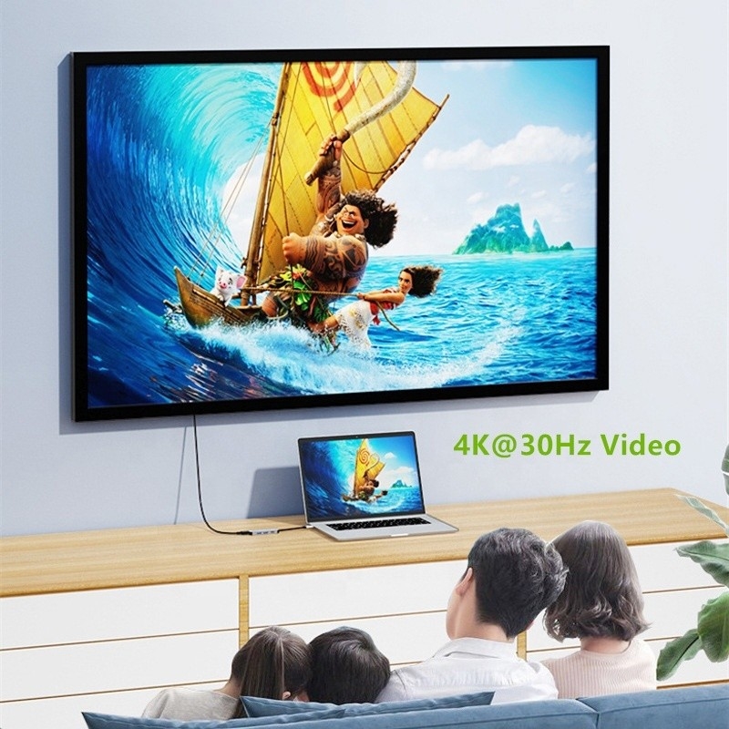 4K HDMI Uyumlu Tip-C USB C Hub Adaptörü 2 USB3.0 ve PD Şarj Portu ile