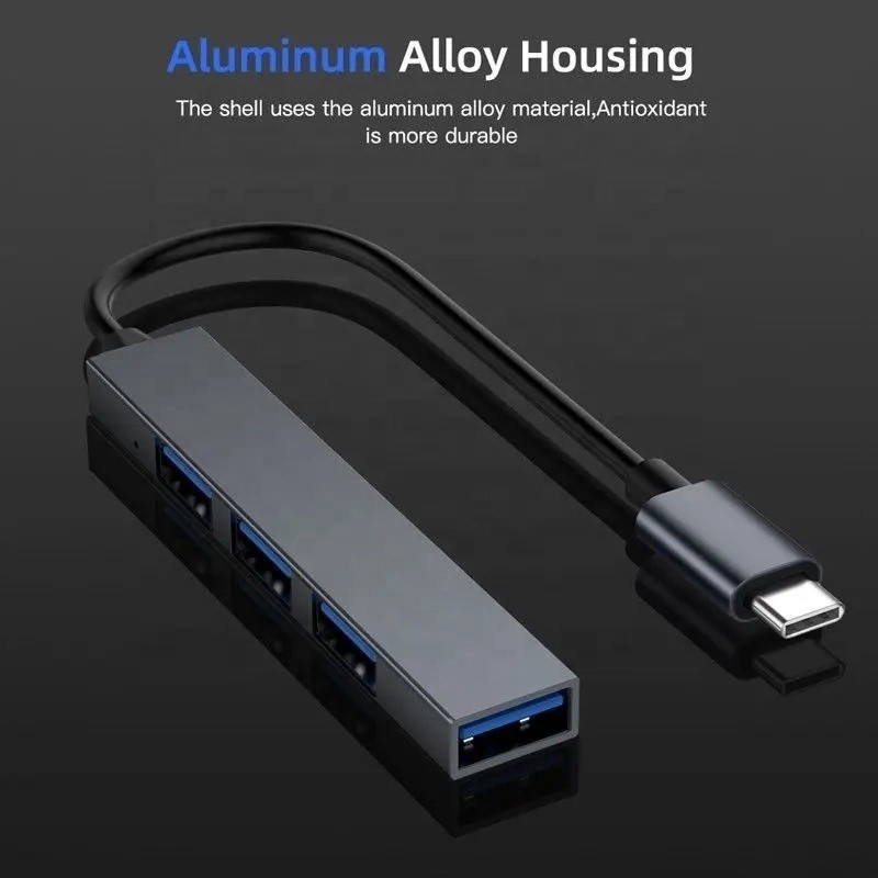 Tip C Arayüzü 4 İçin 1 14 Port Hub Tip C OTG USB 3.0 2.0 Adaptör Alüminyum Alaşım