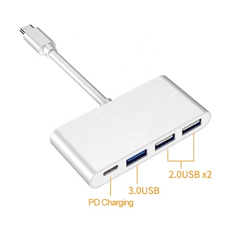 USB 3.1 Arayüzü 4 İçinde 1 Tip C Hub Hızlı Veri Aktarımı için Çoklu Adaptör