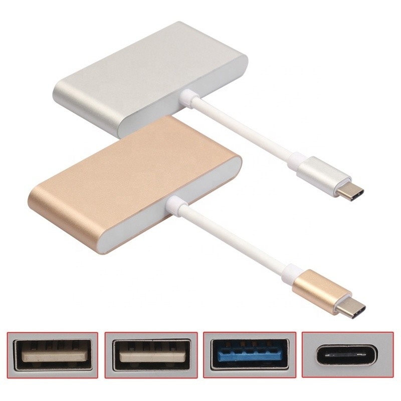 USB 3.1 Arayüzü 4 İçinde 1 Tip C Hub Hızlı Veri Aktarımı için Çoklu Adaptör