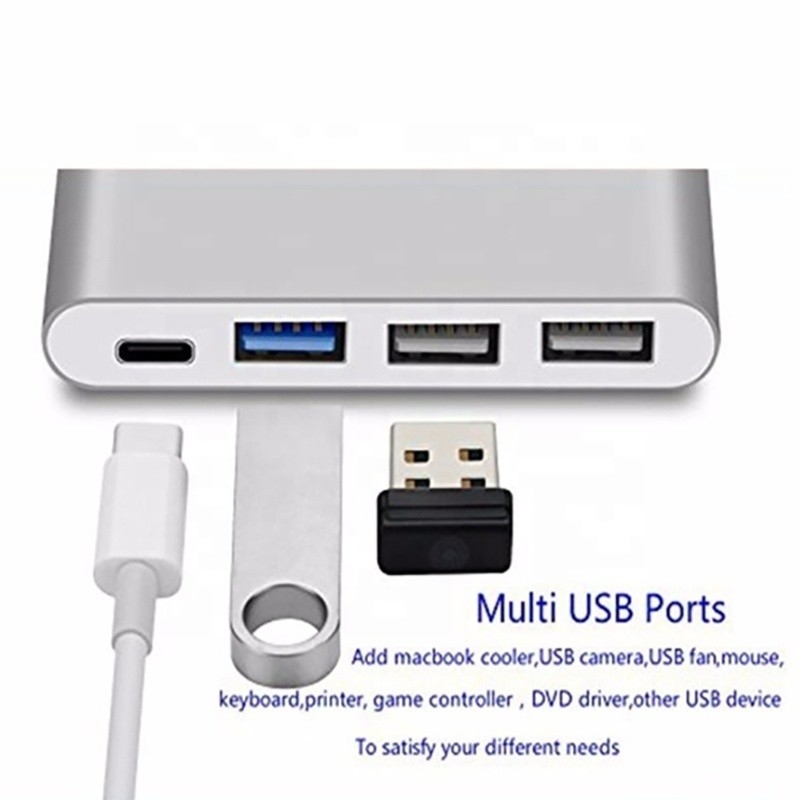USB 3.1 Arayüzü 4 İçinde 1 Tip C Hub Hızlı Veri Aktarımı için Çoklu Adaptör