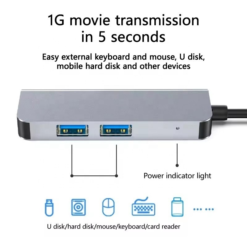 4K HDMI ve Yüksek Hızlı USB 3.0 ile USB C Hub Windows Mac için uyumludur