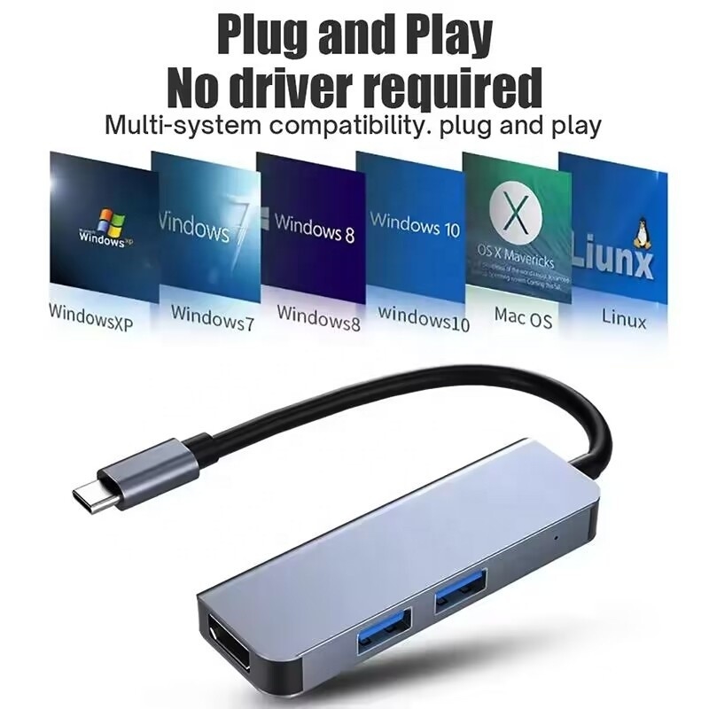 4K HDMI ve Yüksek Hızlı USB 3.0 ile USB C Hub Windows Mac için uyumludur