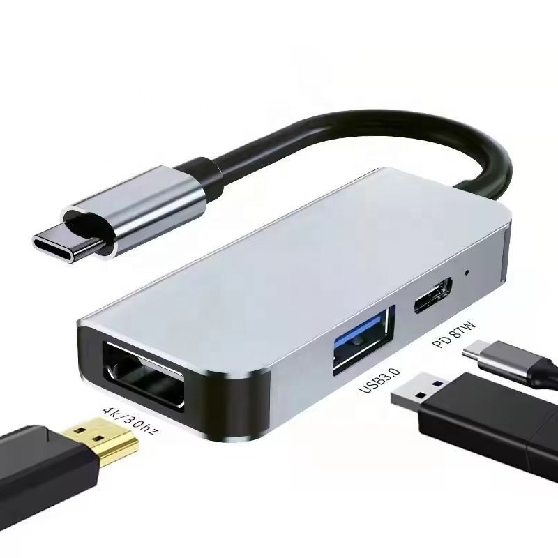 USB 3.1/USB Tip-C Hub Adaptörü 4K HDMI USB3.0 USB 3.0 Tip C PD ile Doklama İstasyonu