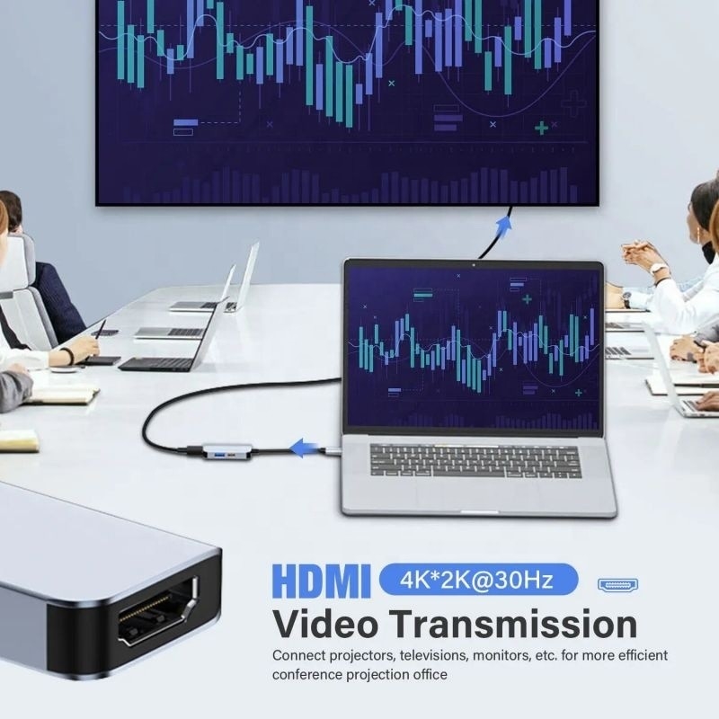 USB 3.1/USB Tip-C Hub Adaptörü 4K HDMI USB3.0 USB 3.0 Tip C PD ile Doklama İstasyonu