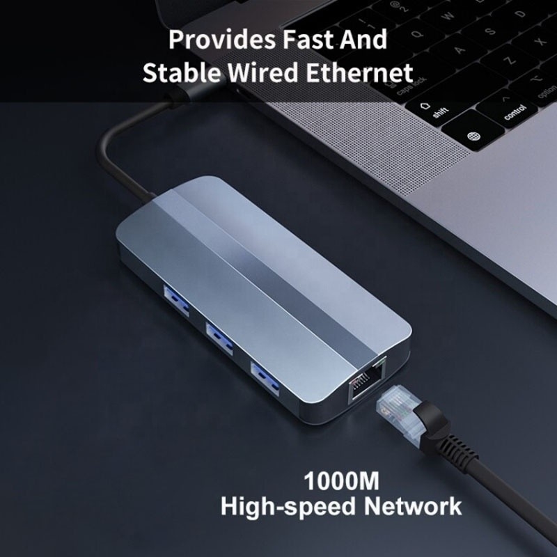 6 In 1 USB A Hub 4K HDMI USB3.0 RJ45 1000Mbps PD Şarj Adaptörü