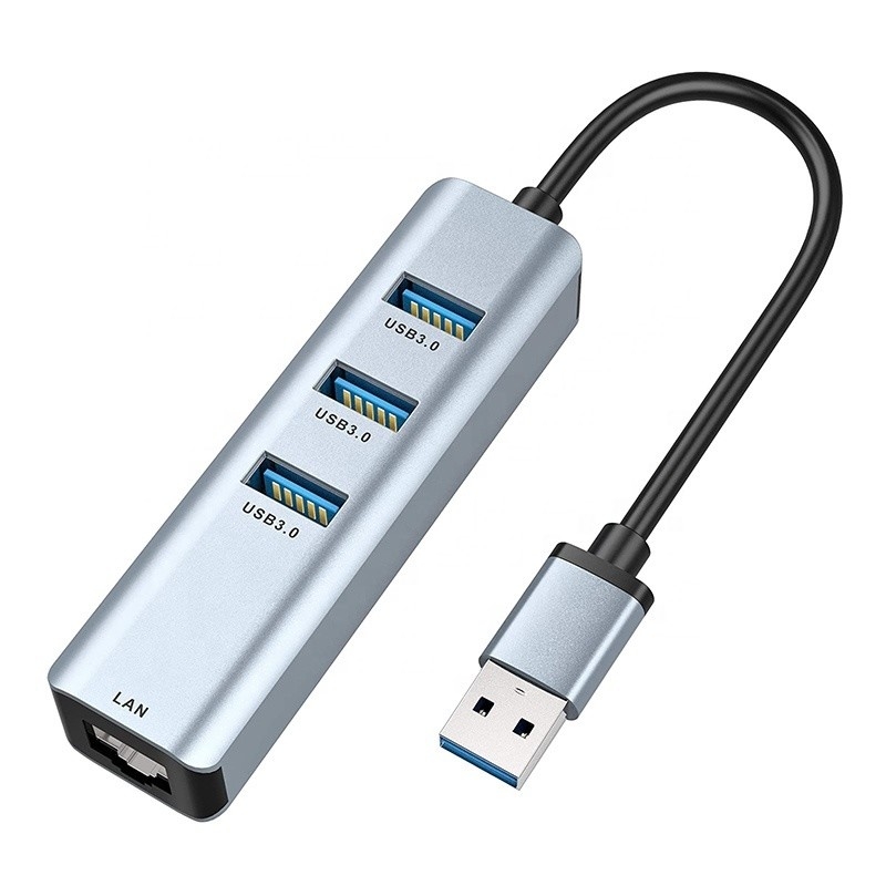 Erkek-Kadın uyumluluğu için USB 3.0'dan 6 Port USB Hub ve 1000Mbps Ethernet Adaptörü